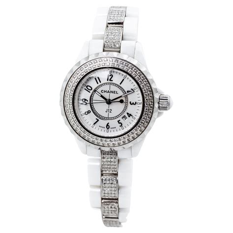 chanel watch white flower|chanel white watch with diamonds.